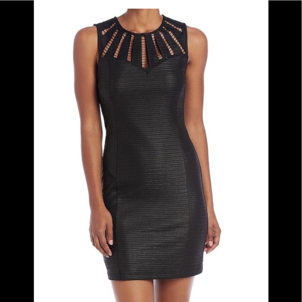 Guess Ribbed Sheath Mini Dress Black SZ 2